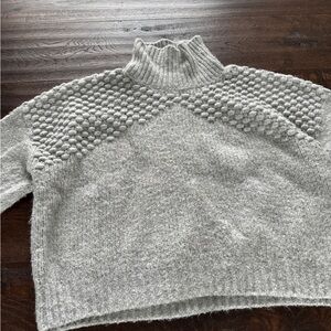 Free People Textured Gray Turtleneck Sweater